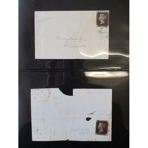 213 - A range of 1840 1d black covers and entires, incl Sept 1840 cover to Wolverhampton, Nov 1840 TP Brom... 