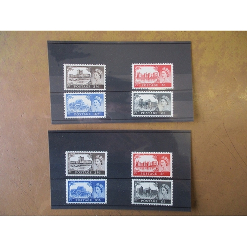 246 - 1955-58 1st D.L.R. and Waterlow Castles sets M. Cat £850. (SG536-539, SG536a-539a) (See photo) (S)