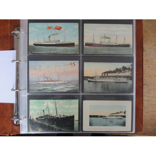 132 - Shipping. Well presented coln. in 2 large modern albums. Cunard line incl. artist drawn and RPs, Can... 