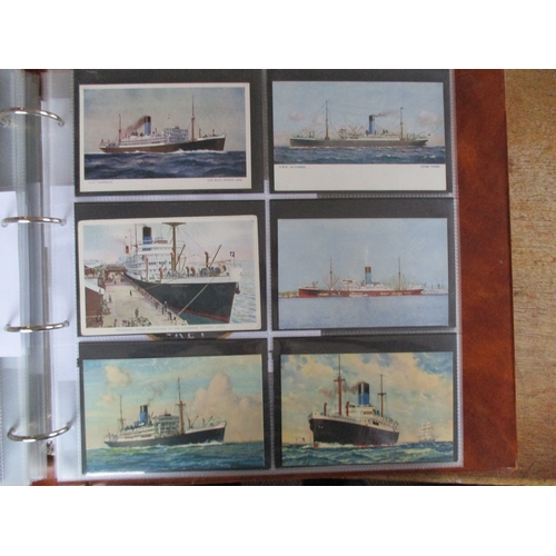 132 - Shipping. Well presented coln. in 2 large modern albums. Cunard line incl. artist drawn and RPs, Can... 