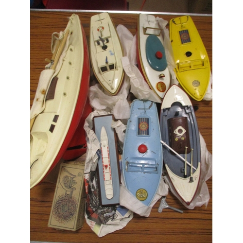 153 - Boats. Collection of Tinplate boats including Hobbies Miss America, Jelsalda lifeboat No 20729, Scal... 