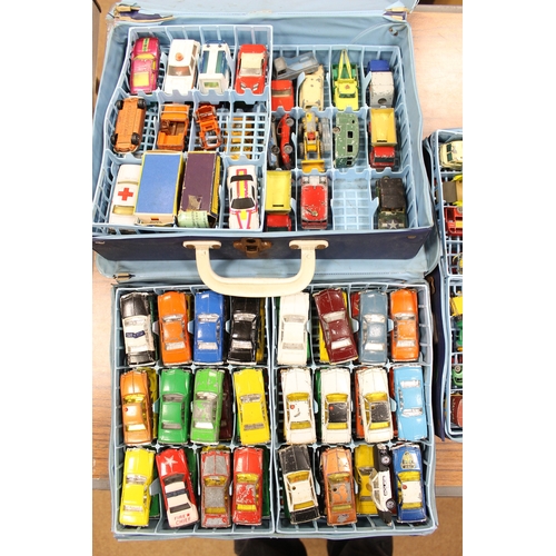 275 - Collection generally fair to good plus in 3 Matchbox collection cases contains cars, vans, trucks, b... 