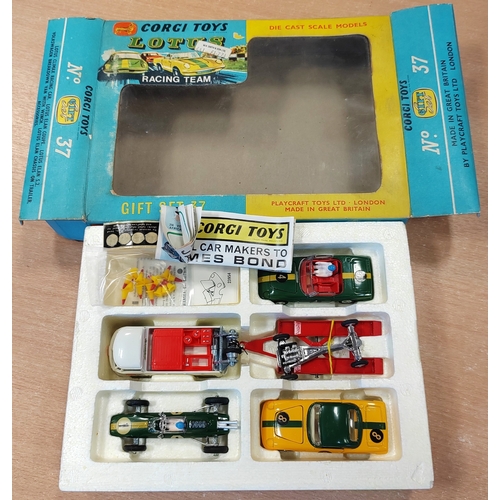 341 - Corgi. GS37 Lotus Racing Team consist of Lotus Climax Racing Car, Lotus Elan Coupe, Lotus Elan S2, V... 