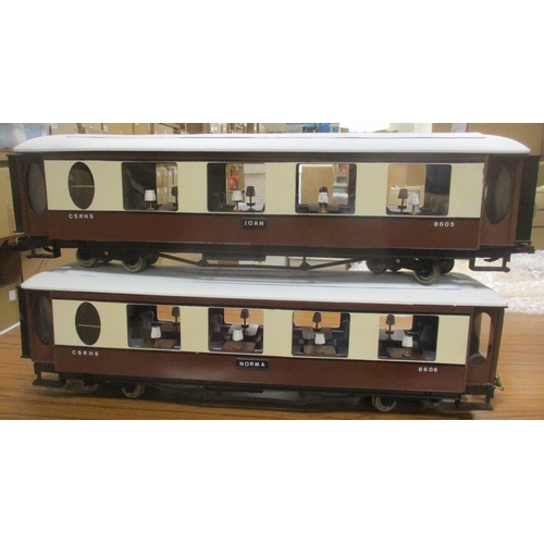 422 - Range of unboxed G gauge coaches, generally very good to near excellent, with maroon 8603 'ORIEL', C... 