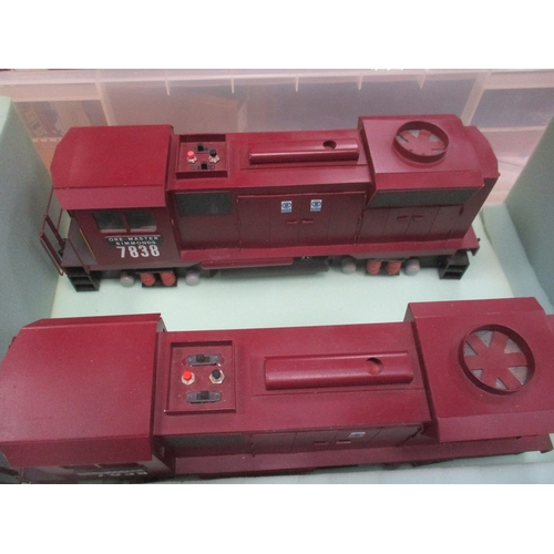 425 - Pair of unboxed kit built G gauge 4-0-4 maroon locomotives, generally near excellent, with 7838 'ORE... 