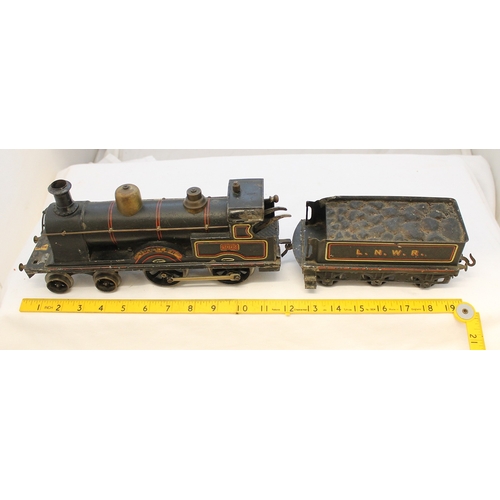 428 - Bing. Gauge 1 LNWR 1902 'Jupiter' black 4-4-0 clockwork locomotive and tender (With key), red/gold t... 