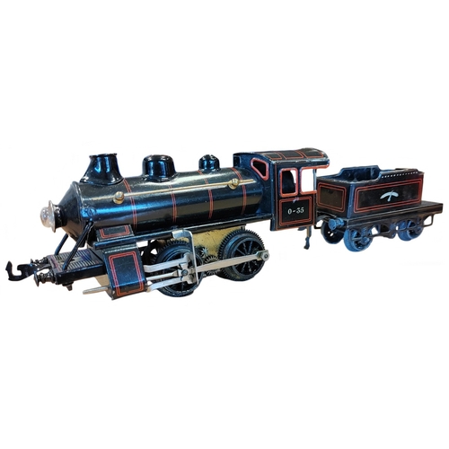 446 - Bing. Pair of unboxed 0-4-0 locomotives generally very good includes black 0-35 with tender, plus ma... 