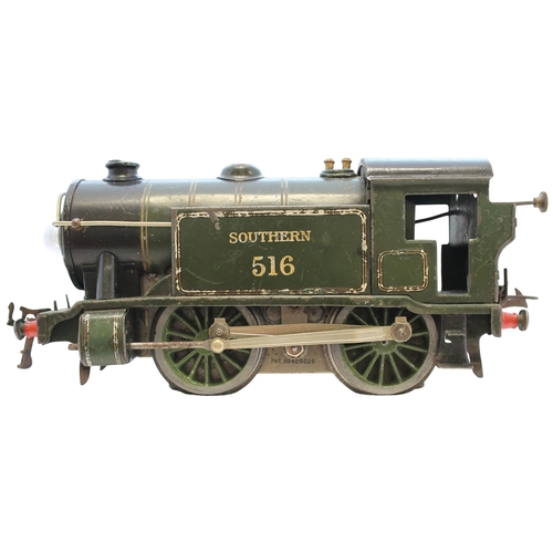 479 - Hornby. O gauge No.1 Special SR 0-4-0T 516 green with white and black lining locomotive with 20v lig... 