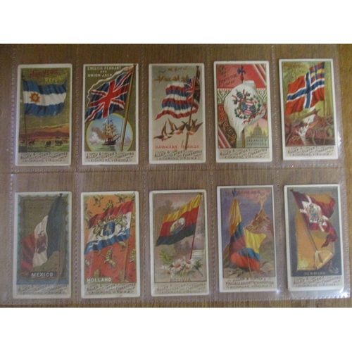 51 - Allen & Ginter. Part set in plastic sleeves with 1890 Flags of All Nations (44), generally very good... 