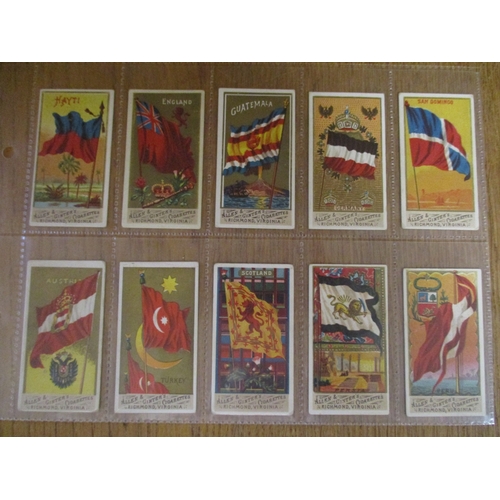 51 - Allen & Ginter. Part set in plastic sleeves with 1890 Flags of All Nations (44), generally very good... 