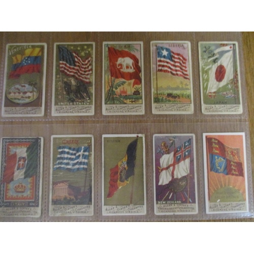 51 - Allen & Ginter. Part set in plastic sleeves with 1890 Flags of All Nations (44), generally very good... 