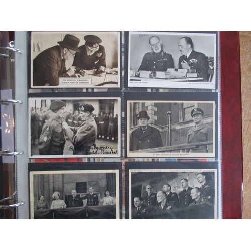 68 - Misc. coln. in 2 large modern albums. WWII range. Leader portraits incl. Churchill, Eisenhower, Mont... 