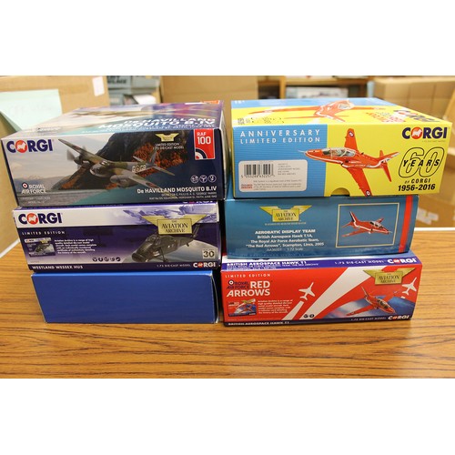 307 - Corgi Aviation Archive. Collection of 1:72 and 1:32 scale model military fighter planes and bombers,... 