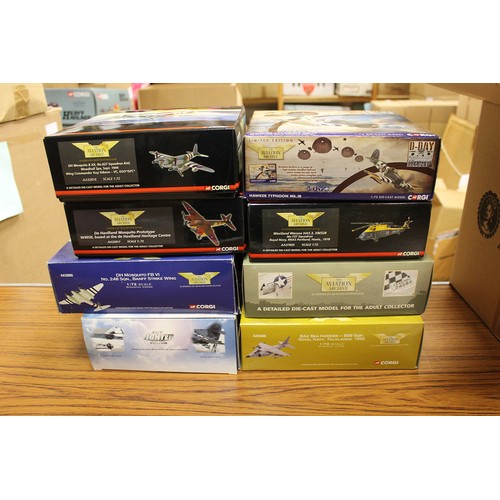 307 - Corgi Aviation Archive. Collection of 1:72 and 1:32 scale model military fighter planes and bombers,... 