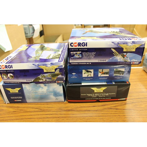 307 - Corgi Aviation Archive. Collection of 1:72 and 1:32 scale model military fighter planes and bombers,... 