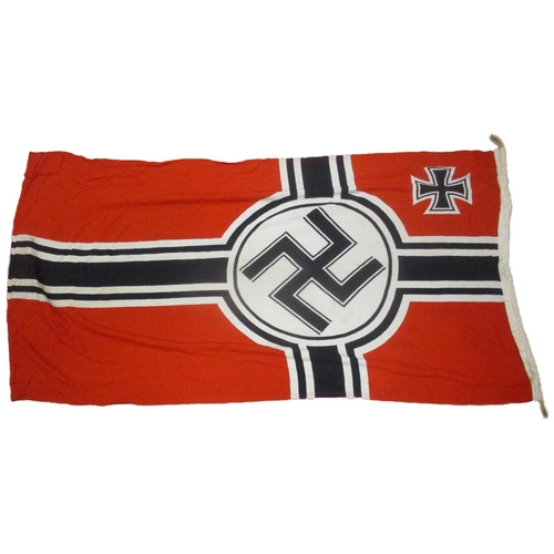 102 - Third Reich Reichskriegsflagge (Imperial War Flag) 100cm x 170cm, red field with a large white centr... 