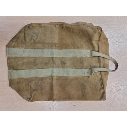 103 - WWII RAF parachute bag with faded Air Ministry AM and crown markings, fastens with DOT brand zipper,... 