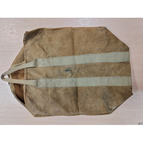 103 - WWII RAF parachute bag with faded Air Ministry AM and crown markings, fastens with DOT brand zipper,... 