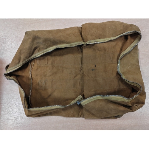 103 - WWII RAF parachute bag with faded Air Ministry AM and crown markings, fastens with DOT brand zipper,... 