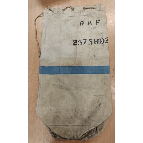 103 - WWII RAF parachute bag with faded Air Ministry AM and crown markings, fastens with DOT brand zipper,... 