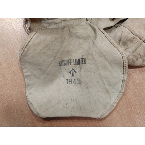 103 - WWII RAF parachute bag with faded Air Ministry AM and crown markings, fastens with DOT brand zipper,... 