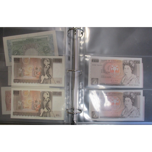 114 - Range of banknotes in album, generally very fine to extremely fine, includes Peppiatt £1 B29B, D40B,... 