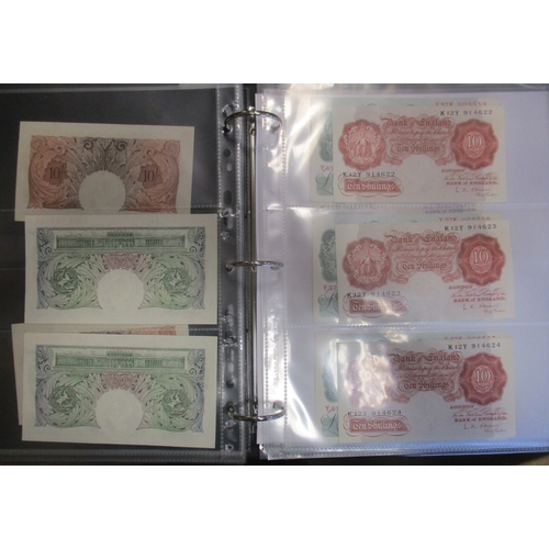 114 - Range of banknotes in album, generally very fine to extremely fine, includes Peppiatt £1 B29B, D40B,... 