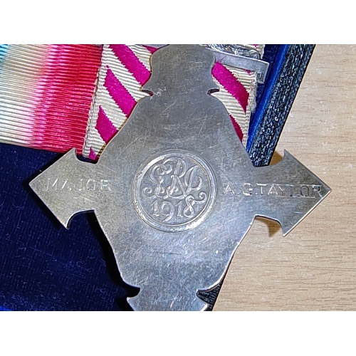 18 - 1918 A.F.C renamed to Major A.G. Taylor with miniature, WW1 trio - 1914-15 star renamed to 2/Lieut A... 