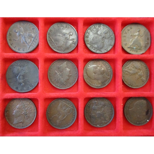 232 - Collection of farthings in Lindner tray generally fair/ fine with Edward I, James I (4), Charles I (... 