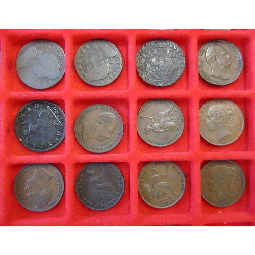 232 - Collection of farthings in Lindner tray generally fair/ fine with Edward I, James I (4), Charles I (... 