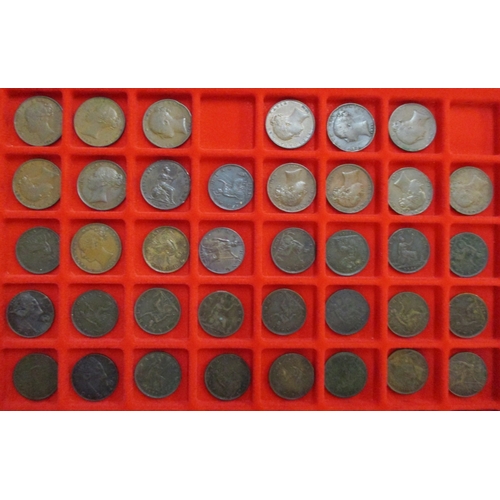 239 - QV-QE collection of farthings with date runs in two Lindner trays including Victoria generally fine/... 