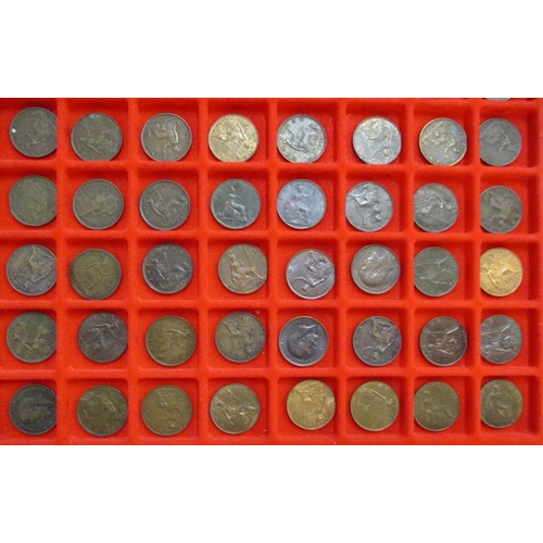 239 - QV-QE collection of farthings with date runs in two Lindner trays including Victoria generally fine/... 