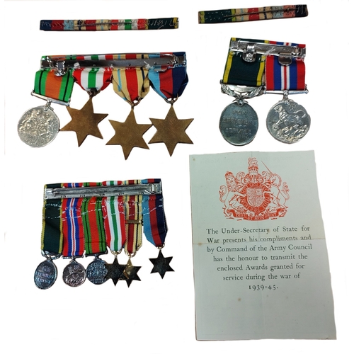 31 - WWII range with:
1. 1939-45, Africa (8th army clasp), Italy Stars, Defence Medal, War Medal, include... 