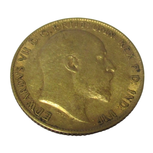 377 - Investment Gold lot - documents required. 1910 half sovereign fine. (Y)