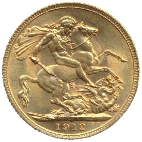 380 - Investment Gold lot - documents required. 1912 sovereign near extremely fine. (Y)