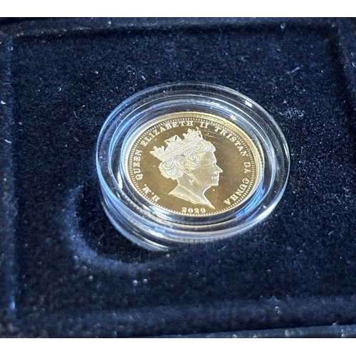 409 - Investment Gold Lot - Documents Required. 2020 ¼ Sovereign gold proof FDC in Hatton's of London box.... 