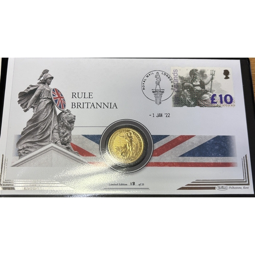 441 - Investment Gold Lot - Documents Required. 2022 'Rule Britannia' commemorative cover with 2022 1oz go... 