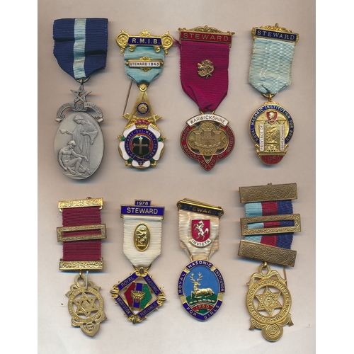 46 - Collection generally very fine of base metal Masonic Jewels, includes past rulers, stewards etc. Qty... 