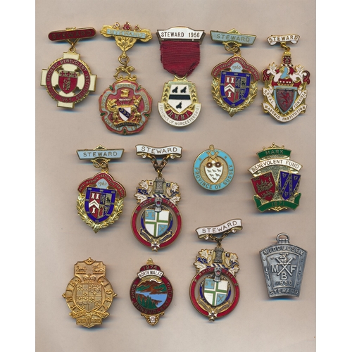 46 - Collection generally very fine of base metal Masonic Jewels, includes past rulers, stewards etc. Qty... 