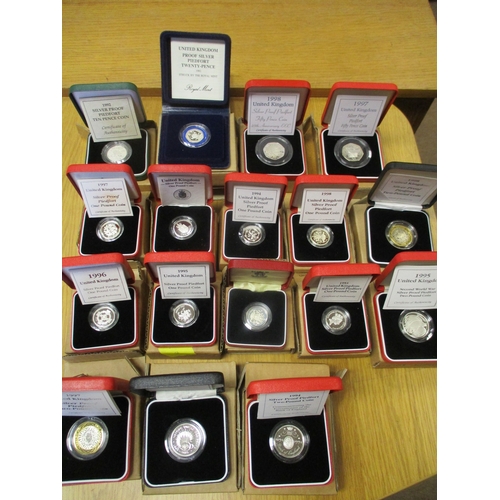 468 - Collection of silver piedfort proofs with £2 1994, 1995 (2), 1997, 1998, £1 1983, 1988, 1993-1998, 5... 