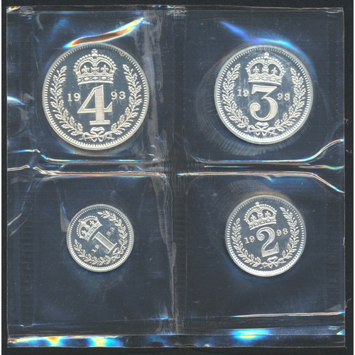 501 - Collection with 6 1993 Maundy proof sets FDC with additional threepence and fourpence from the 1993 ... 