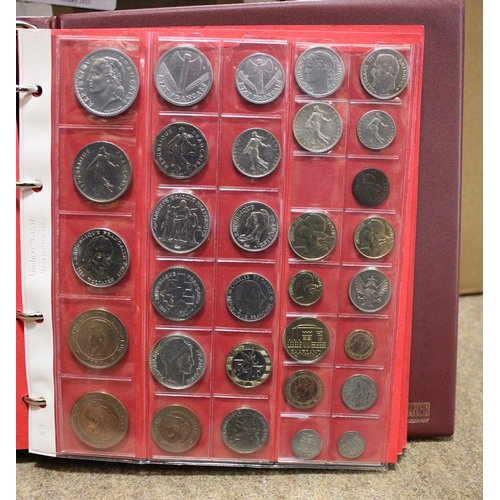 570 - World collection of 19th and 20th century cleaned coins in 5 albums with GB, Belgium 1873 5f, Prussi... 