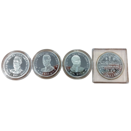 577 - Collection with Virgin Islands $10 silver proof FDC (3), millionaires collection 1644 Oxon crown Kin... 