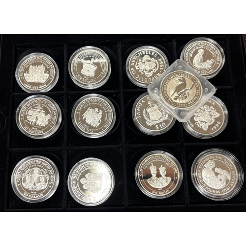 578 - Collection of mostly silver proof FDC commemorative issues in wooden case with certificates, includi... 