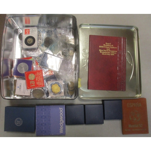 579 - Collection of various crown-size silver proofs FDC in cases, plus medallic issues, proof cased sets ... 