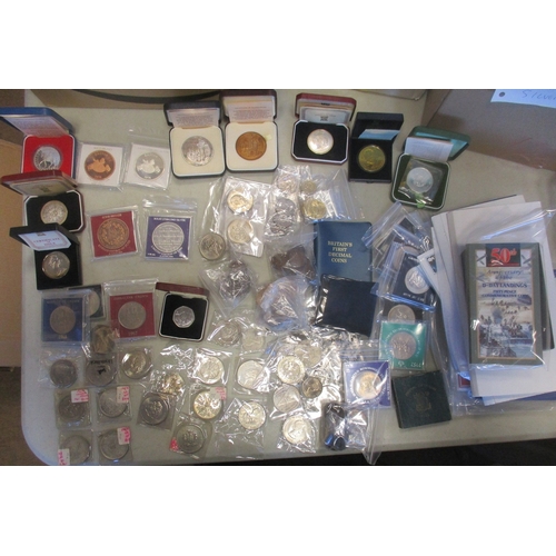 588 - Largely 1950s to 1980s range of coins and medallic issues, mixture of proof FDC and uncirculated, in... 