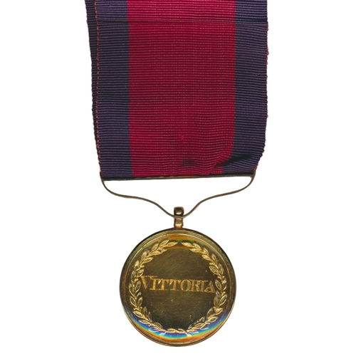 6 - 1810 Field Officers 33mm Army Gold Medal for Vittoria to Major John P. Hawkins (MAJOR I P HAWKINS) w... 