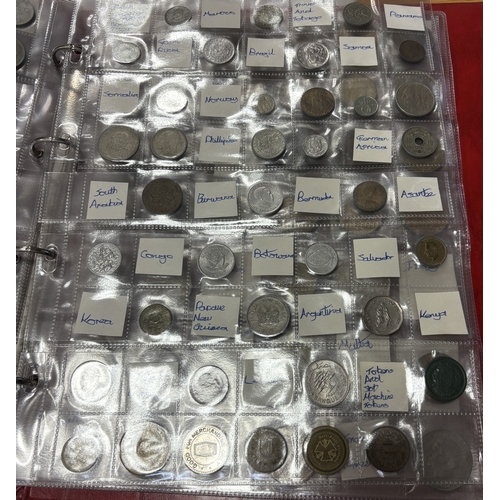 604 - Collection of world wide coinage in one album, loose in a tin and in prestation boxes, including ran... 