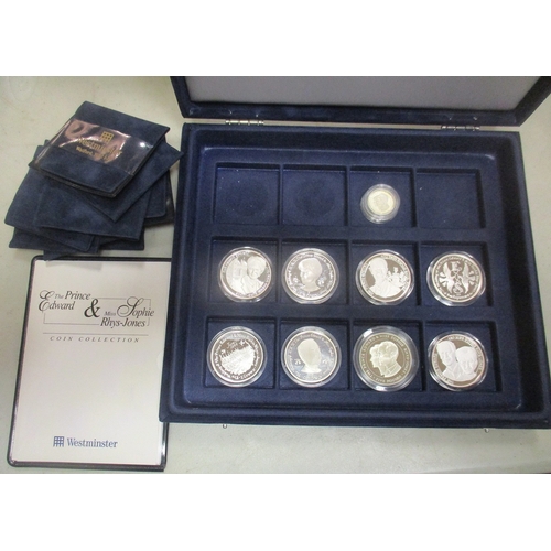 619 - 1999 'The Prince Edward & Miss Sophie Rhys-Jones' cased silver proof set of 9 FDC by Westminster, wi... 