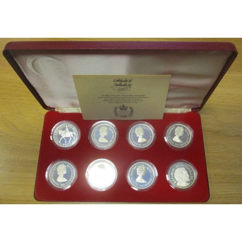 621 - 1977 Silver Jubilee proof cased set of 8 FDC, with certificate and box by Spink. (R)